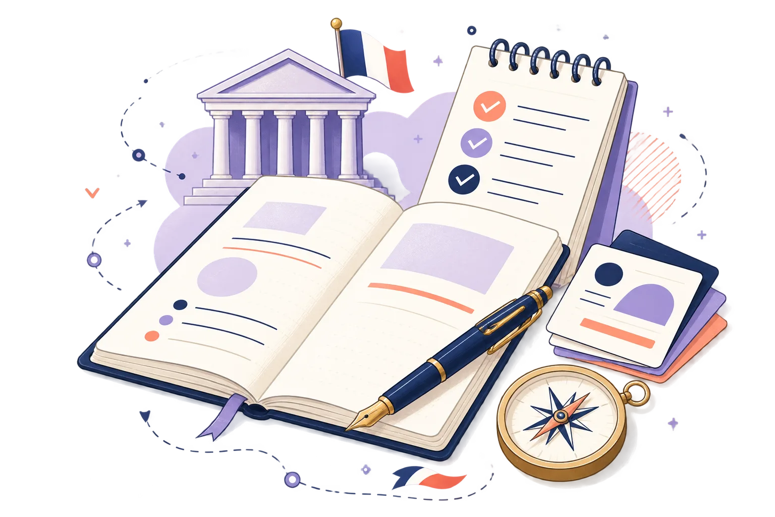 Livre, checklist, institution et boussole pour préparer ses révisions