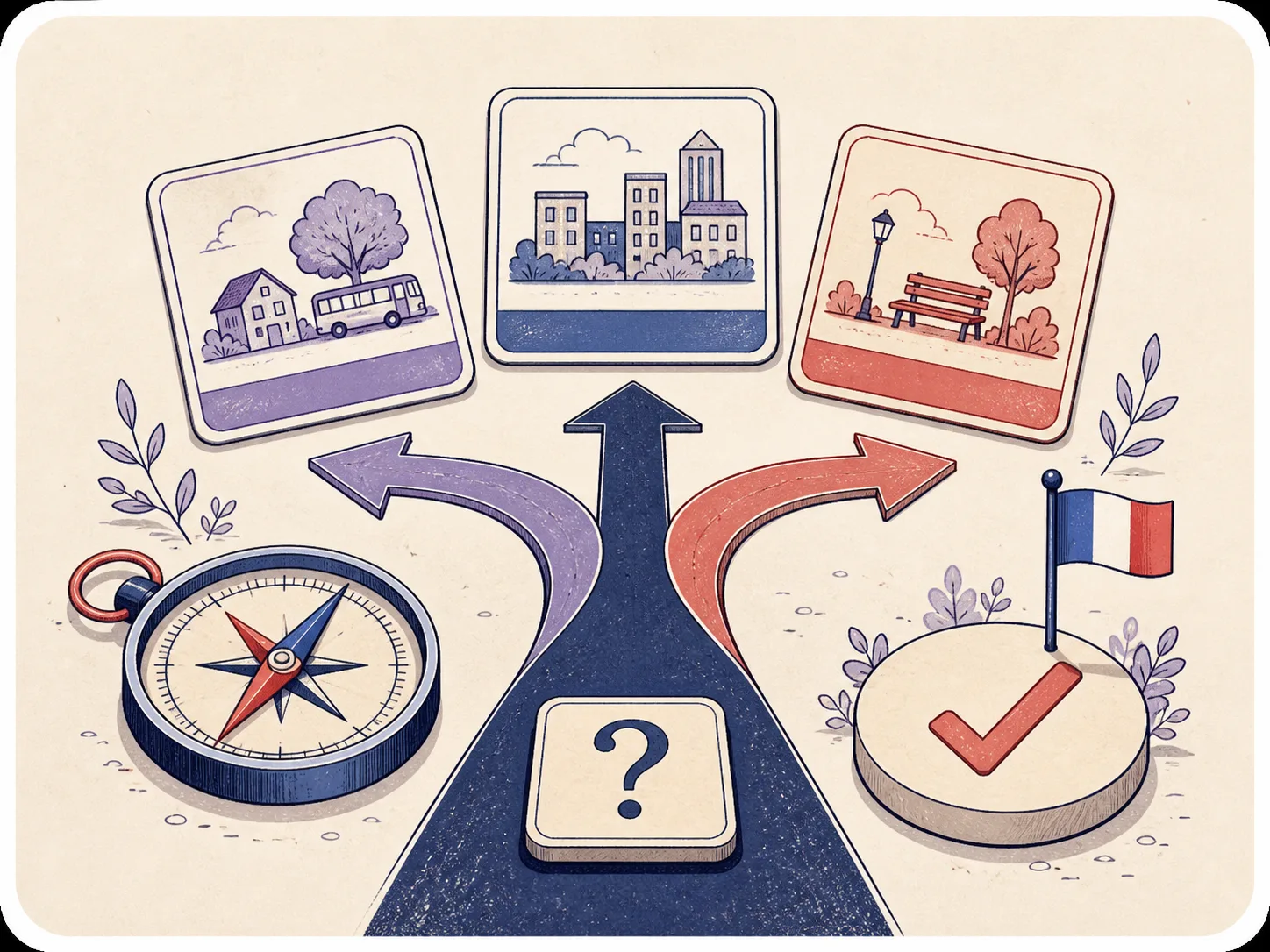 Parcours illustré avec choix, question et validation